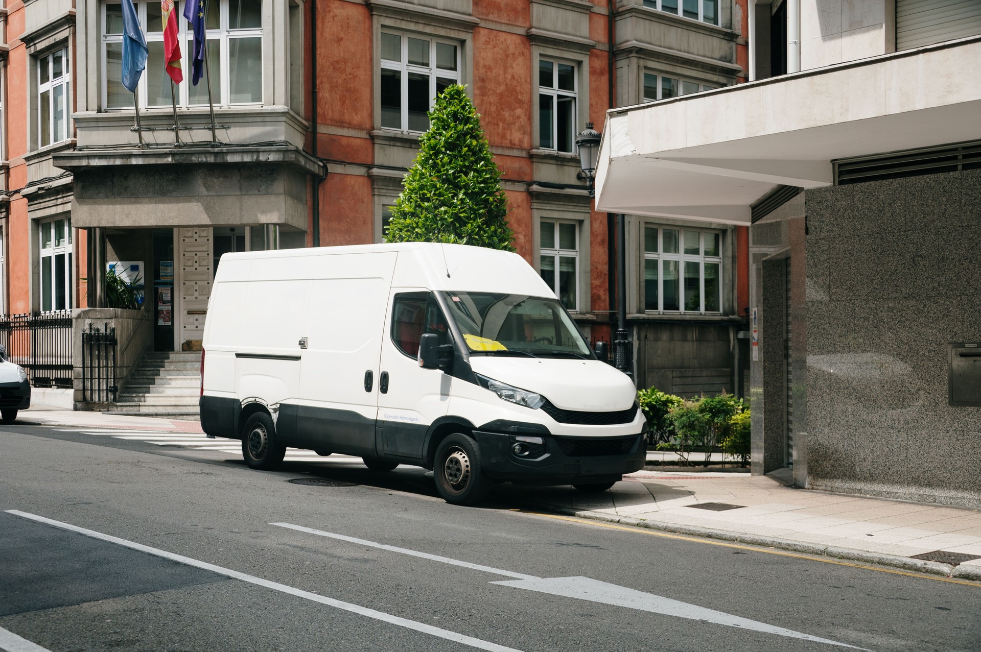 Delivery van in a city